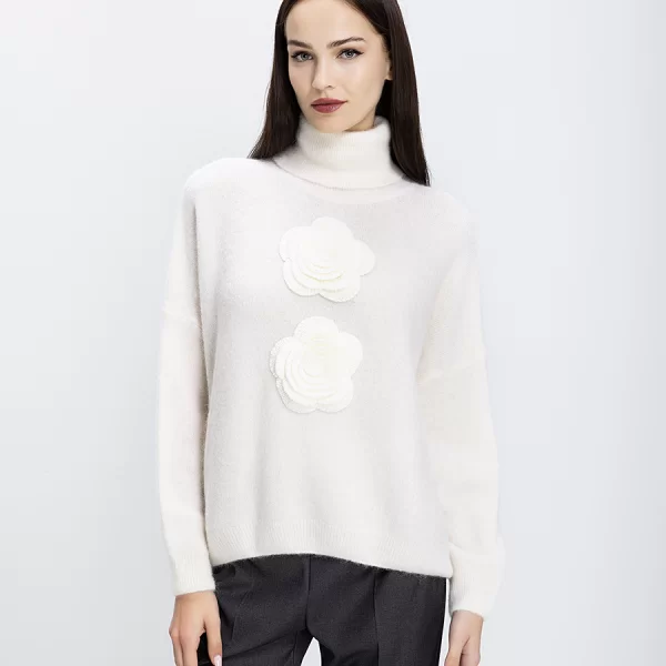 PHO Firenze Pho Firenze Γυναικείο Πλεκτό Ζιβάγκο Με Διακοσμητικά Λουλούδια