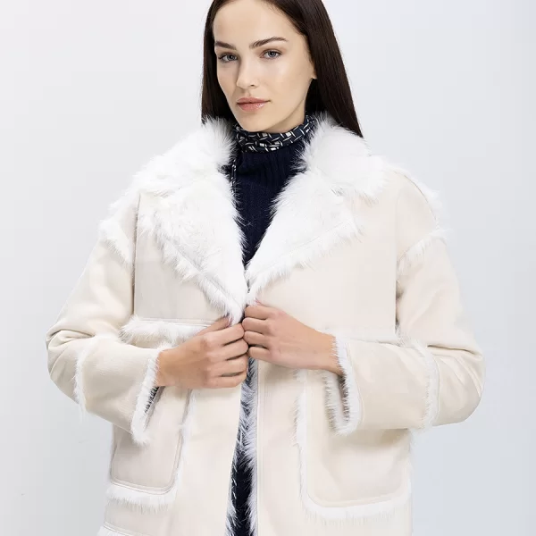 TAVUS Tavus Γυναικείο Jacket Από Οικολογικό Δέρμα Με Faux Fur Λεπτομέρειες