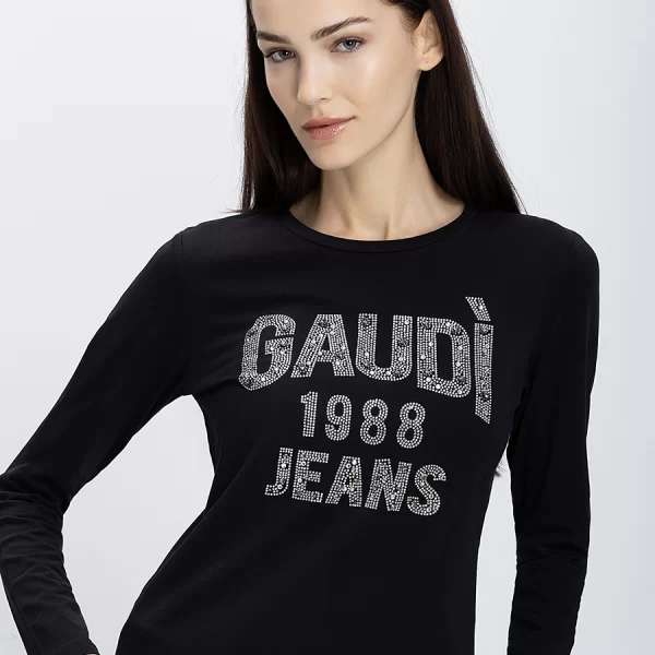 Gaudi Gaudi Γυναικεία Βαμβακερή Μπλούζα Με Logo Και Strass