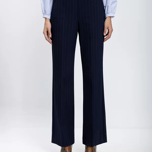 Bianca Γυναικείο Παντελόνι Με Ριγέ Σχέδιο Straight Fit