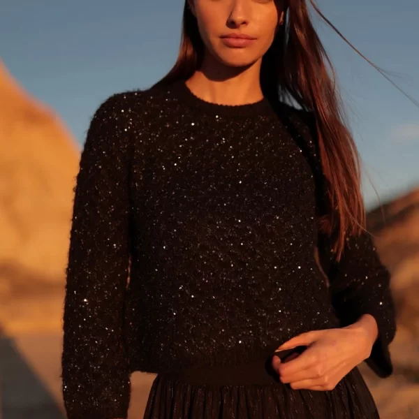 LUNA LLENA Luna Llena Γυναικείο Πλεκτό Regular Fit Με Λεπτομέρειες Από Παγιέτες Μαύρο