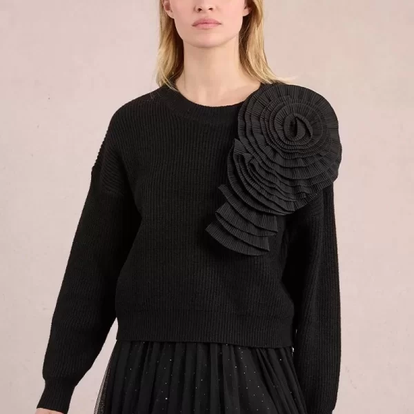 Molly Bracken Molly Bracken Γυναικείο Πουλόβερ Straight Fit Με Ανάγλυφο Λουλούδι
