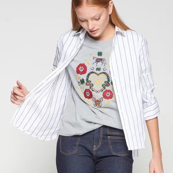 VILAGALLO Vilagallo Γυναικείο Πουκάμισο Straight Fit Με Κέντημα