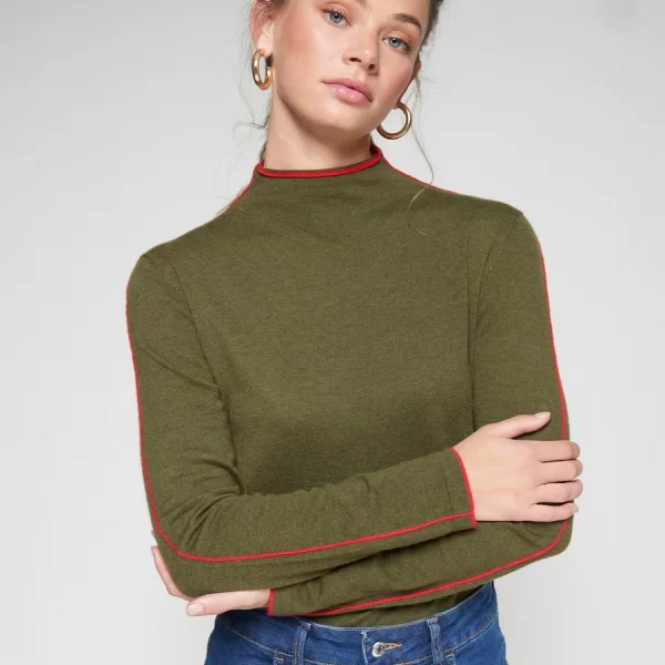 VILAGALLO Vilagallo Γυναικείο Πουλόβερ Regular Fit Μάλλινο Με Κοντό Ζιβάγκο