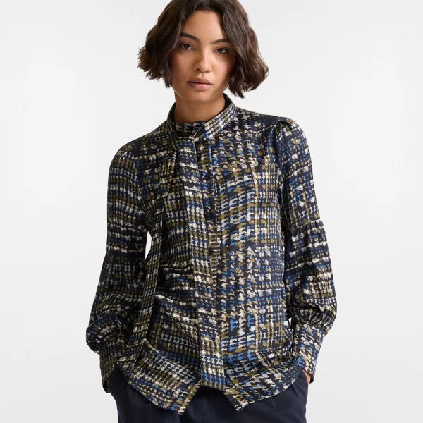 HARMONT & BLAINE Harmont&Blaine Γυναικείο Πουκάμισο Με Ενσωματωμένο Φουλάρι Από Βισκόζη