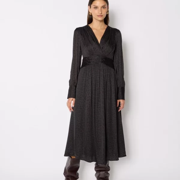 BERENICE Berenice Γυναικείο Φόρεμα Long Animal Print Και V Λαιμόκοψη