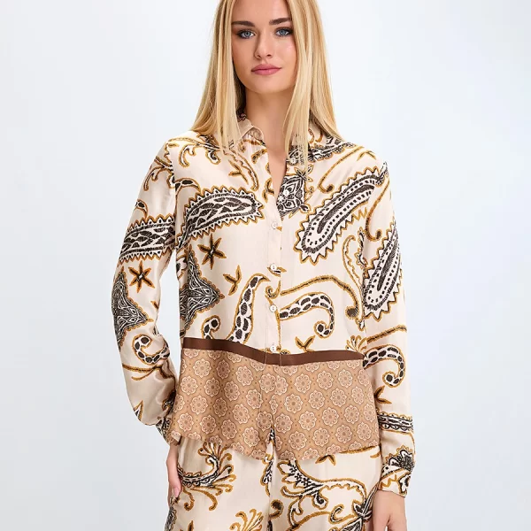 Laura Donini Γυναικείο Πουκάμισο με Boho Μοτίβο Regular Fit σε Εμπριμέ