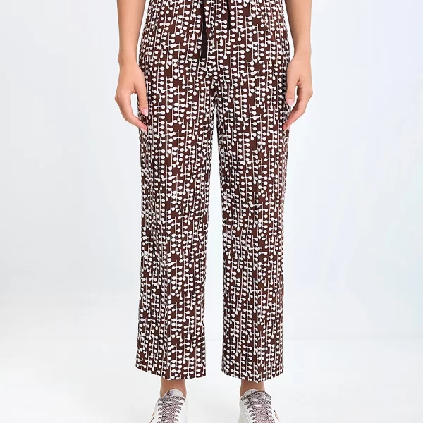 Laura Donini Γυναικείο Παντελόνι Regular Fit με Γεωμετρικό Μοτίβο και Ζώνη Ρυθμιζόμενη