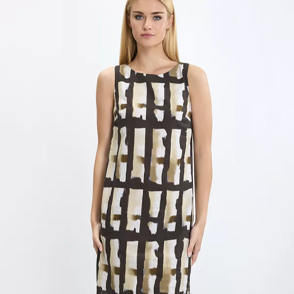 Laura Donini Γυναικείο Κοντό Φόρεμα με Αφηρημένο Γεωμετρικό Μοτίβο Regular Fit