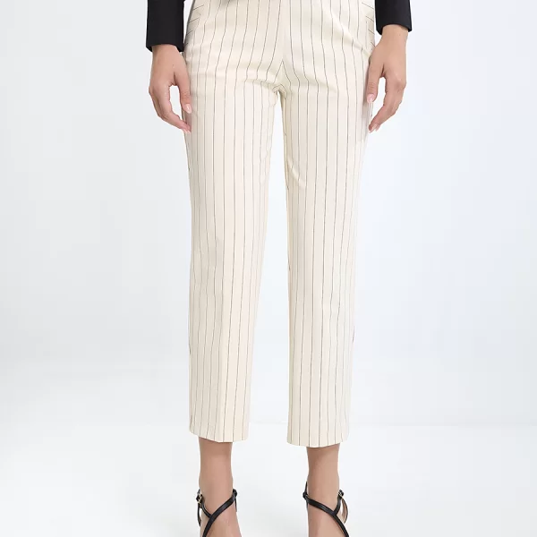 Ariela Montero Ariela Montero Γυναικείο Παντελόνι Slim Fit Ριγέ Εκρού