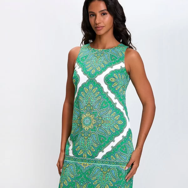 Stella Lorand Γυναικείο Κοντό Φόρεμα All Over Print με Στρογγυλή Λαιμόκοψη Straight Fit σε Πράσινο
