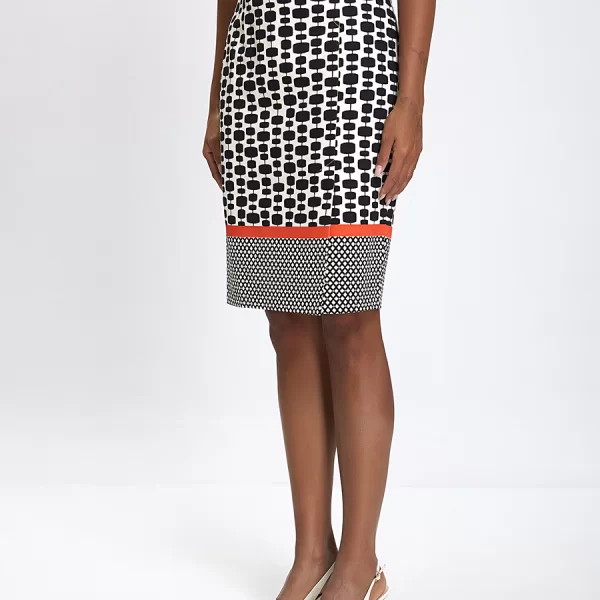 Laura Donini Γυναικεία Φούστα Pencil Βαμβακερή με Γεωμετρικό Print σε Εκρού/Μαύρο