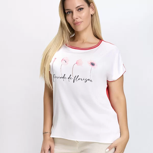 Luisa Viola Γυναικείο T-Shirt Regular Fit Viscose Με Εμπριμέ Μπροστινό Και Μονόχρωμη Πλάτη