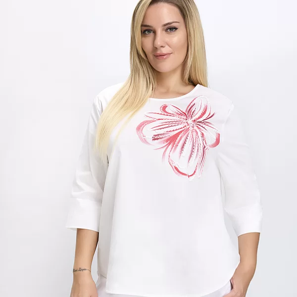 Donna Vita Γυναικείο T-Shirt Regular Fit Με Κέντημα Λευκό
