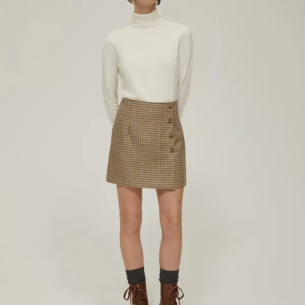 Penny Black Penny Black Γυναικεία Μίνι Φούστα Μάλλινη Slim Fit σε Καρό Καφέ