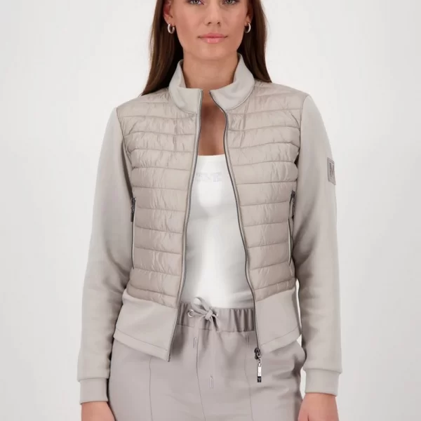 Monari Monari Γυναικείο Καπιτονέ Μπουφάν με Όρθιο Γιακά Regular Fit σε Γκρι/Μπεζ