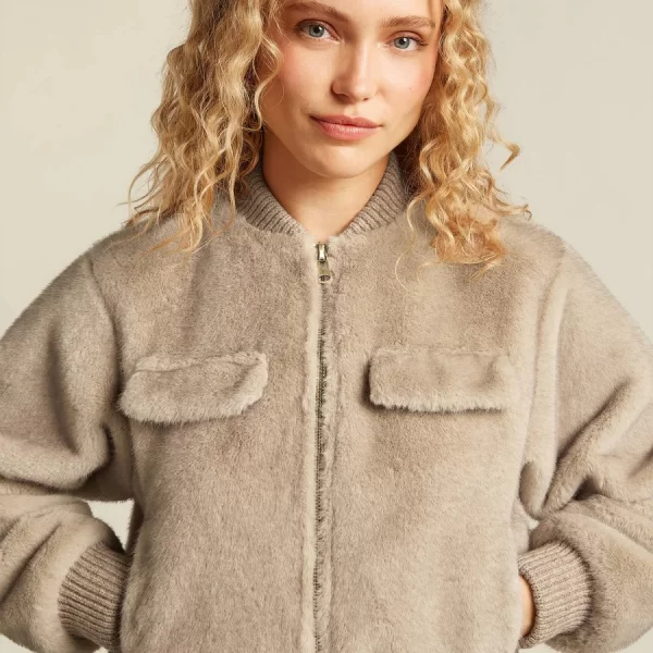 Beaumont Beaumont Γυναικείο Μπουφάν Regular Fit Μελανζέ Faux Fur Chinchilla