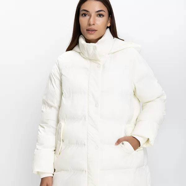 Penny Black Penny Black Λευκό Puffer Μπουφάν με Κουκούλα