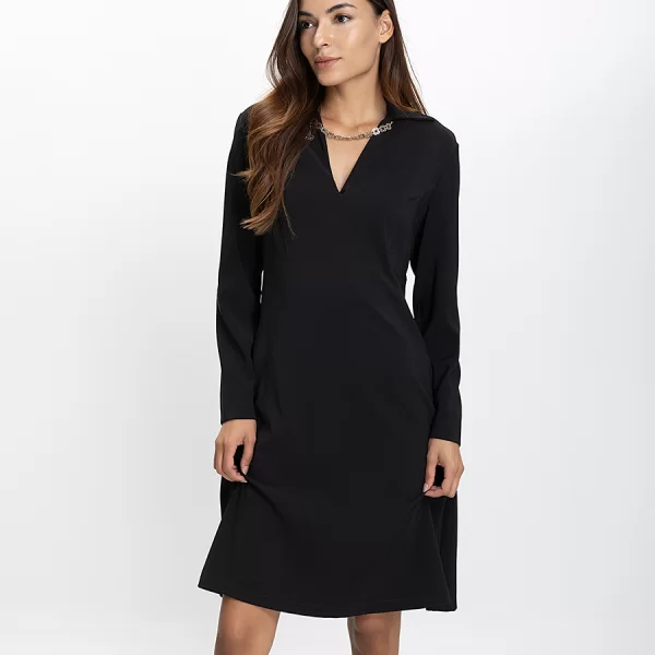 ELENA MIRÒ Elena Miro Γυναικείο Φόρεμα Regular Fit Με Αλυσίδα Στη Λαιμόκοψη