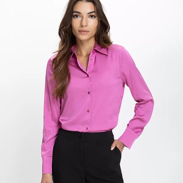 Diana D Diana D. Γυναικείο Πουκάμισο Regular Fit Με Μακριά Μανίκια Και Κλασικό Γιακά