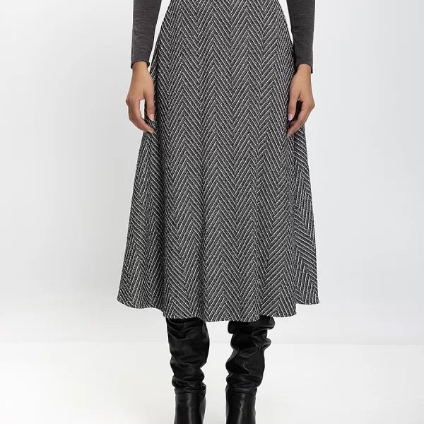 Penny Black Penny Βlack Γυναικεία Φούστα Regular Fit Με Μοτίβο Ψαροκόκκαλο