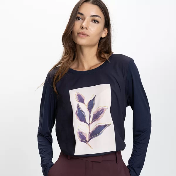 Luisa Viola Luisa Viola Γυναικεία Μπλούζα Regular Fit Με Μακρύ Μανίκι Και Print