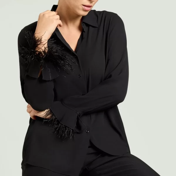 Luisa Viola Γυναικείο Πουκάμισο Με Διακοσμητικά Φτερά