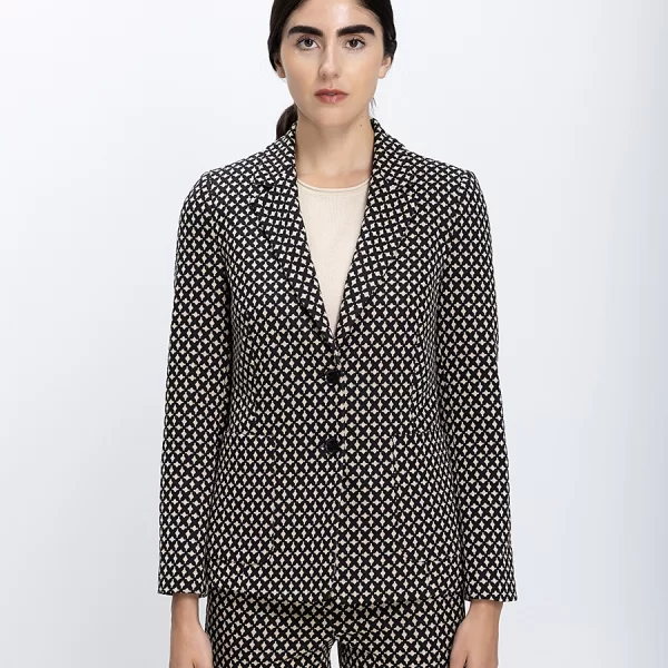 Laura Donini Γυναικείο Σακάκι Με Εξωτερικές Τσέπες Εμπριμέ Regular Fit