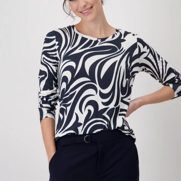 Monari Γυναικεία Μπλούζα Regular Fit Μακρύ Μανίκι Εμπριμέ
