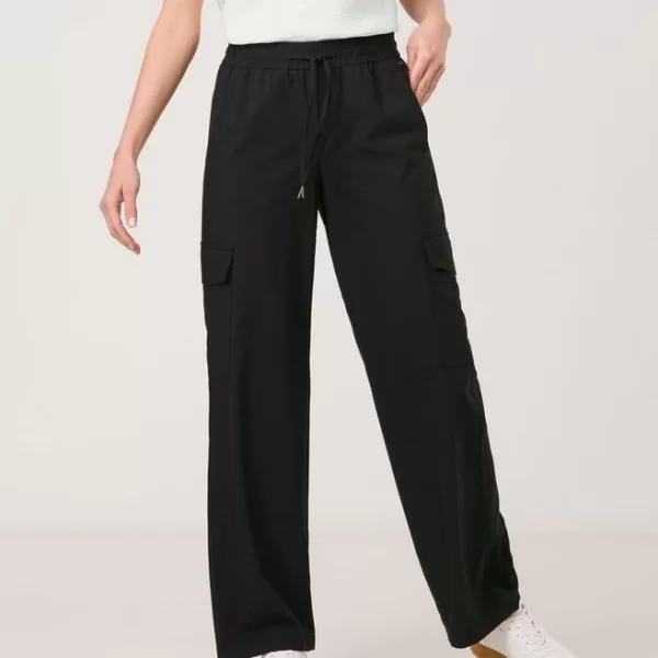 GERRY WEBER Gerry Weber Γυναικείο Παντελόνι Wide Leg με Λάστιχο στη Μέση και Cargo Τσέπες από Ελαστικό Ύφασμα