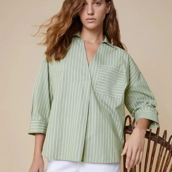 Penny Black Penny Black Γυναικεία Μπλούζα Ποπλίνα Oversized Fit σε Πράσινο