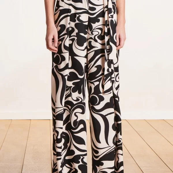 LA FEE MARABOUTEE La Fee Maraboutee Γυναικείο Παντελόνι Wide Leg με Ψηλή Μέση Ασπρόμαυρο