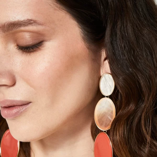 Nali Nali Γυναικεία Σκουλαρίκια Κρεμαστά με Πολύχρωμα Οβάλ Διακοσμητικά Χρυσό