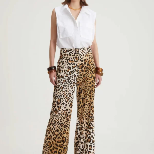 CARACTERE Caractere Γυναικείο Παντελόνι Wide Leg Με Animal Print Και Ζώνη