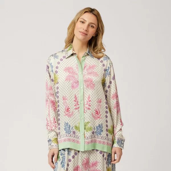 Harmont & Blaine Γυναικείο Printed Πουκάμισο Oversized Fit σε Ανοιχτό Πράσινο