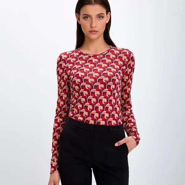 MALIPARMI Maliparmi Γυναικεία Μπλούζα Εμπριμέ Λαιμόκοψη Round