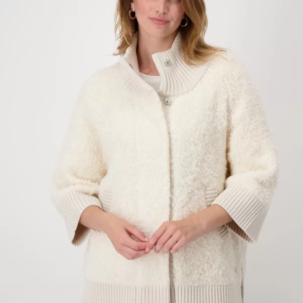 Monari Monari Γυναικεία Κάπα Μπουκλέ Oversized Fit σε Ivory