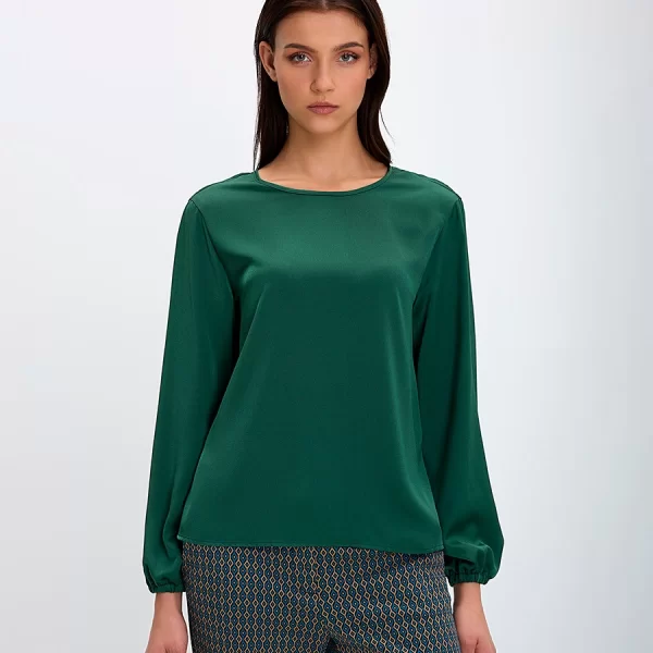 Laura Donini Γυναικεία Μπλούζα Μακρυμάνικη με Στρογγυλή Λαιμόκοψη σε Πράσινο