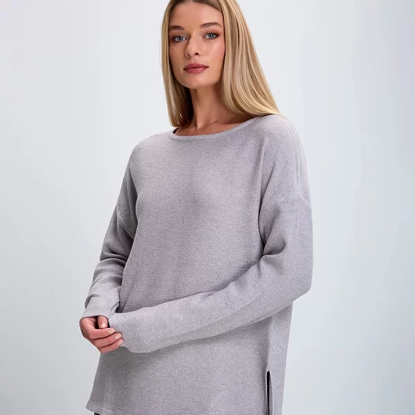 Laura Donini Γυναικεία Πλεκτή Μπλούζα με Παγιέτες Relaxed Fit