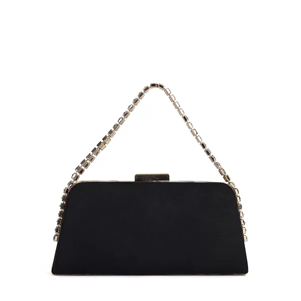 Lady Diva Γυναικείο Βραδινό Τσαντάκι Clutch Χειρός/Ώμου με Χρυσή Αλυσίδα & Στρας