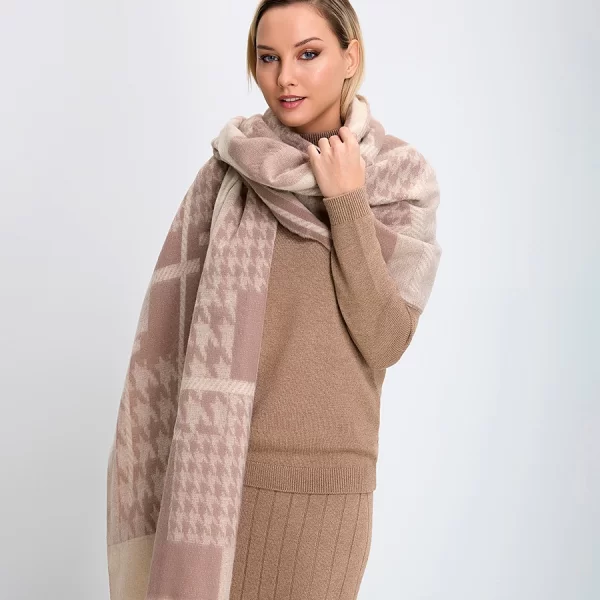 Clarina Γυναικεία Κάπα Εμπριμέ Εκρού