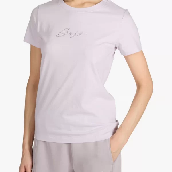Boss Boss Γυναικείο T-Shirt Βαμβακερό Regular Fit Με Strass Logo