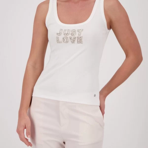 Monari Γυναικείο Top Βαμβακερό Με Rhinestones Regular Fit