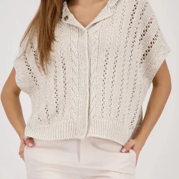 Monari Monari Γυναικεία Πλεκτή Κάπα Ajour Με Παγιέτες Regular Fit