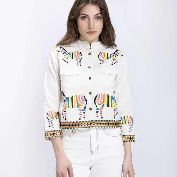 LUNA LLENA Luna Llena Γυναικείο Τζάκετ Με Κεντήματα Και Τσέπες Regular Fit Βαμβακερό