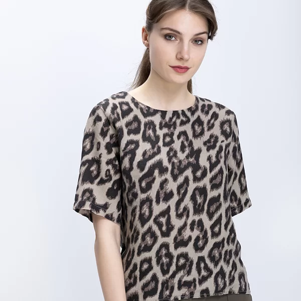Clarina Clarina Γυναικεία Μπλούζα Λινή Με Animal Print Loose Fit