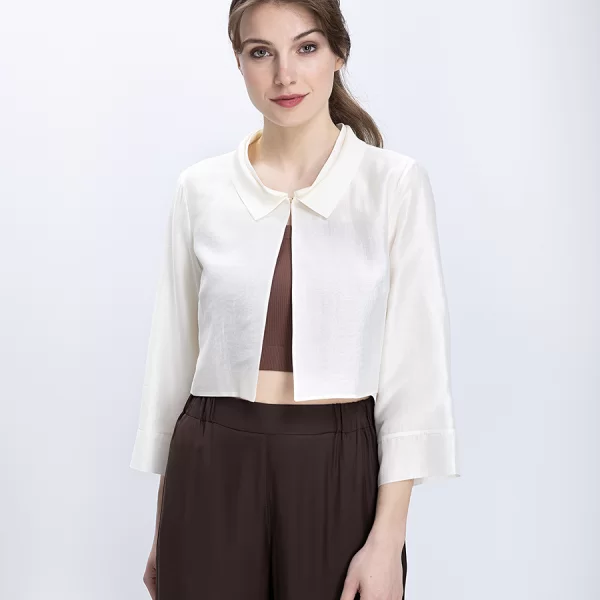 Diana D Diana D Γυναικείο Σακάκι Cropped Με Γιακά Και 3 4 Μανίκι Regular Fit