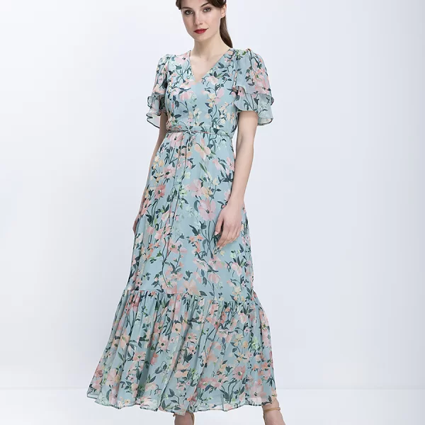 Phase Eight Phase Eight Γυναικείο Maxi Φόρεμα Floral Με Βολάν Στο Τελείωμα Regular Fit