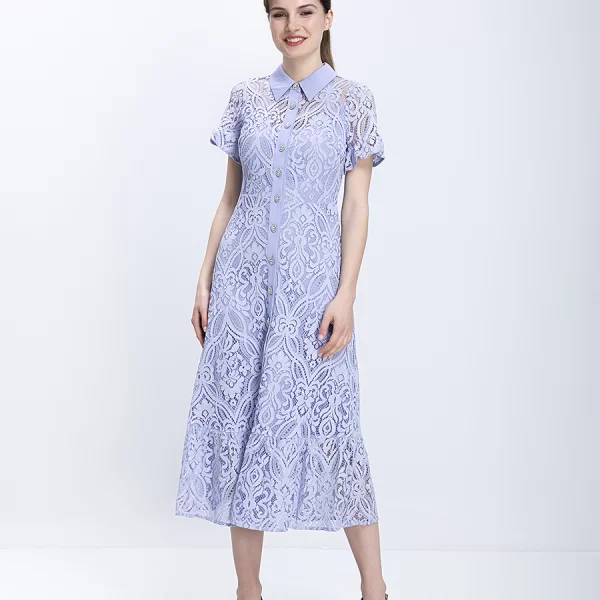 Phase Eight Phase Eight Γυναικείο Midi Φόρεμα Δαντέλα Με Κουμπιά Regular Fit