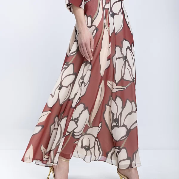 Diana D Diana D Γυναικεία Maxi Φούστα Floral Με Ασύμμετρο Τελείωμα Regular Fit